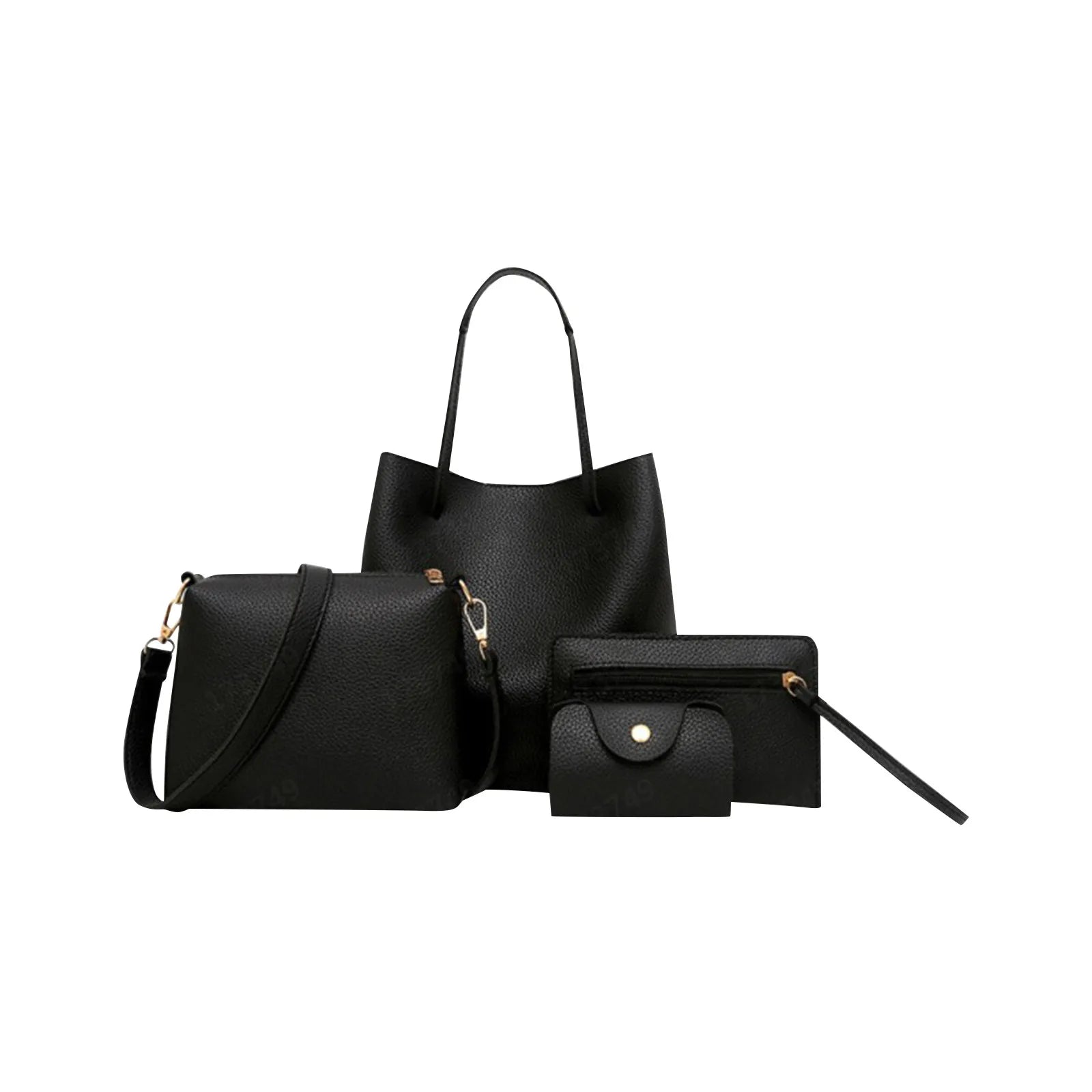 4pcs Women Lady Fashion Handbag Set | Shoulder Bags, Tote, Purse, Messenger Satchel & Crossbody with Card Case Holder Wallet for Girls Luxegan
