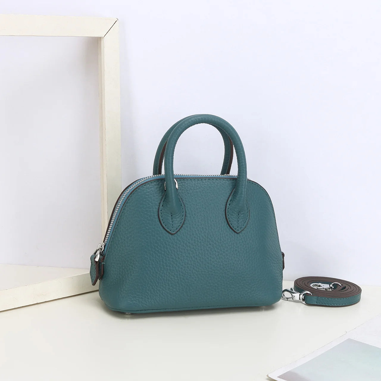 Shell Bag Women's Messenger Bag | Cow Leather Simple Shoulder Bag & Fashion Ladies Classic Handbag (Small Mobile Phone Crossbody Bag) Luxegan