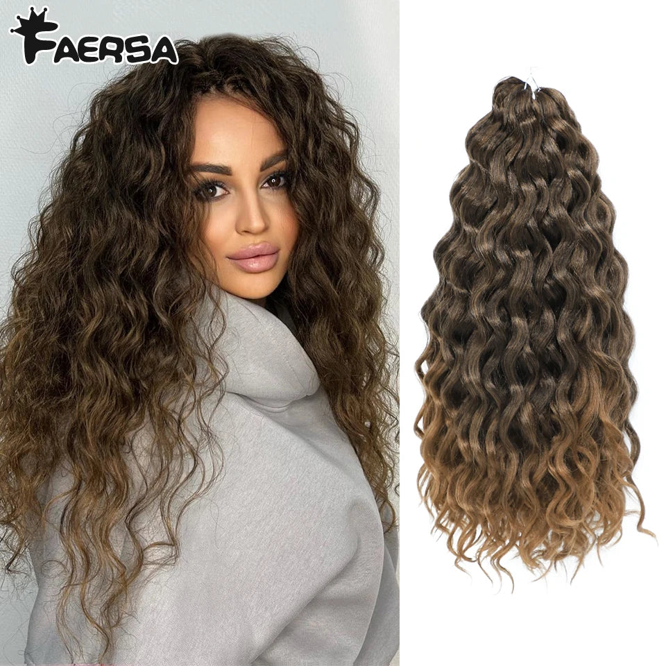 Deep Wavy Crochet Braiding Hair | Body Wave Synthetic Curly Hair Extensions 18" & 24"