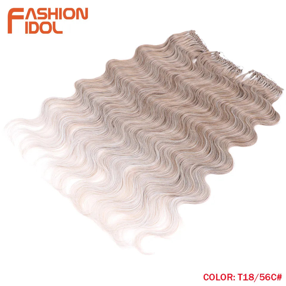 Fashion Idol Body Wave Crochet Hair - 22 Inch Soft Long Synthetic Goddess Braids - Natural Wavy Ombre 613 Blonde Hair Extensions - Luxegan