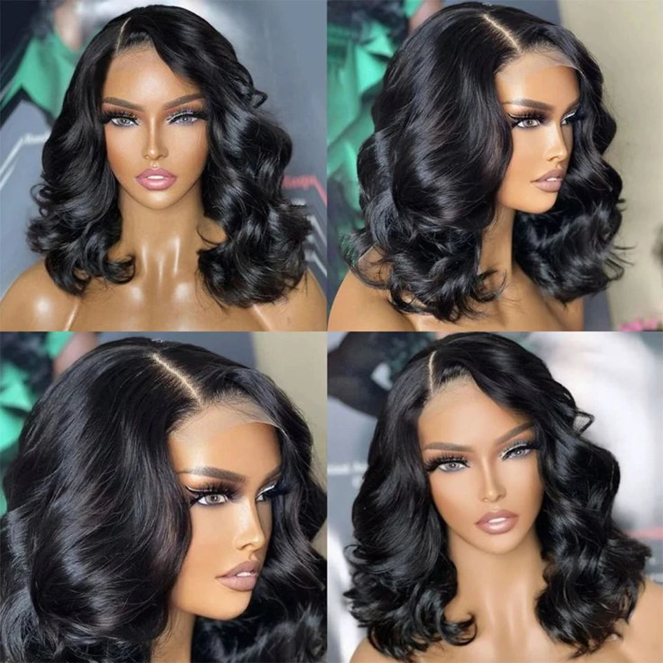 Pre-Styled Body Wave Short Bob | Sophisticated 13x4 HD Transparent Lace Frontal | Elegant "Wear and Go" Brazilian Human Hair | "Dignified" Pre-Cut & Pre-Plucked Remy Wig for Effortless Daily Glamour Luxegan