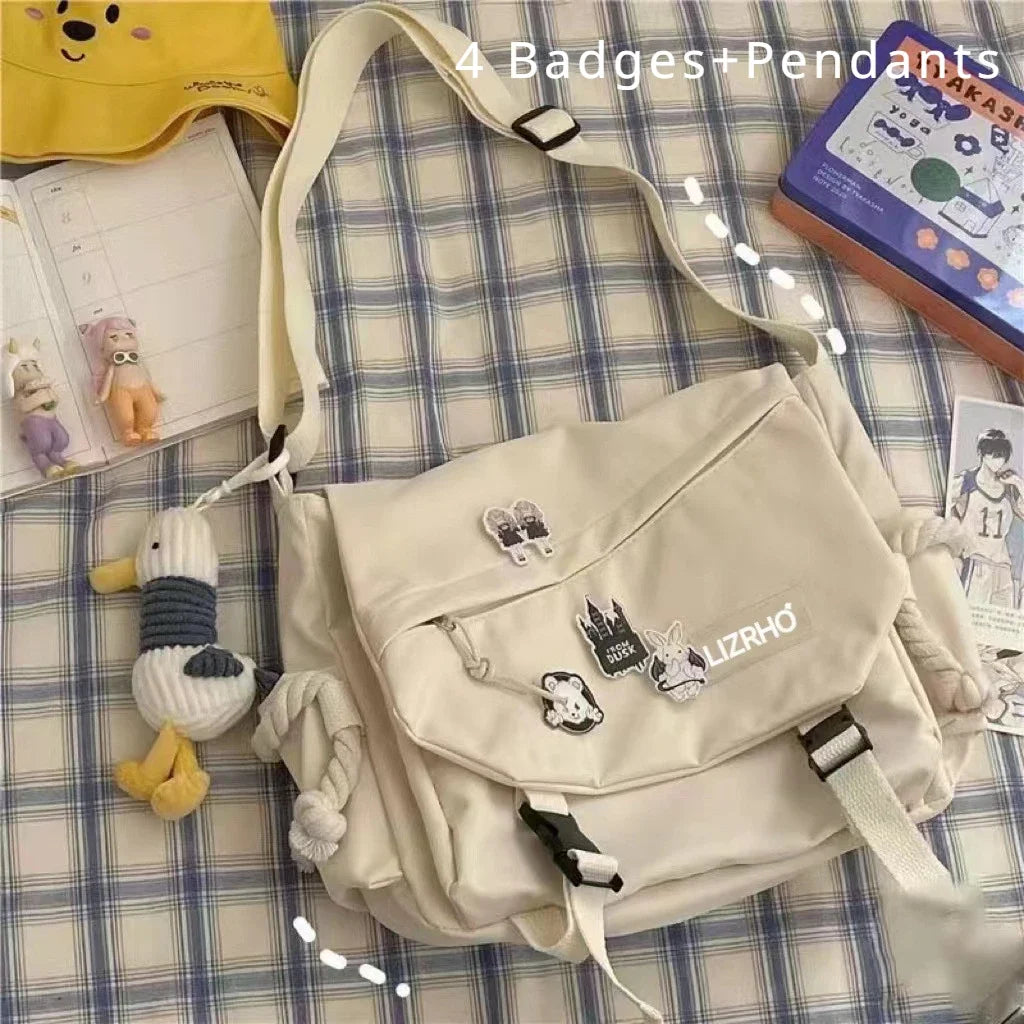 Large Capacity Retro Workwear Postman Bag | Unisex Nylon Crossbody & Shoulder Bag | Fashionable Horizontal Square Satchel with Multi-Pocket Organization Luxegan