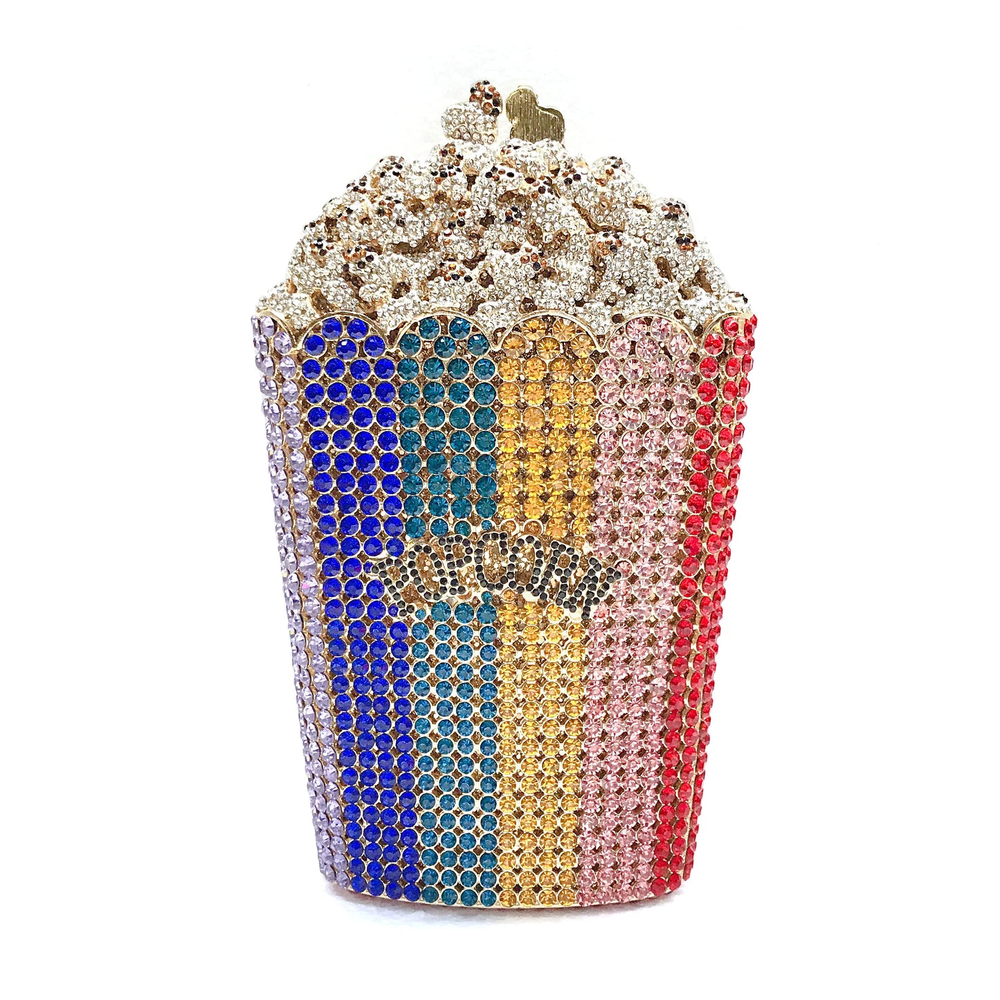 Food-Styling Metal Diamond Purse | Sophisticated Luxury Crystal Evening Bag | Elegant Rhinestone Gala Handbag | "Dignified" Hard-Shell Metallic Minaudière for High-Fashion Parties Luxegan