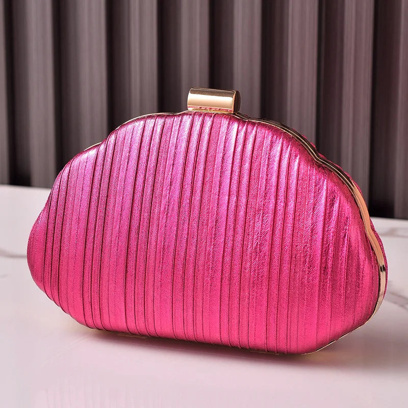 Shell Evening Bridal Clutch | Sophisticated "Minaudière" Silhouette | Fashionable Socialite Crossbody Bag | "Dignified" High-Performance Microfiber Leather Essential for Radiant Party Styling Luxegan