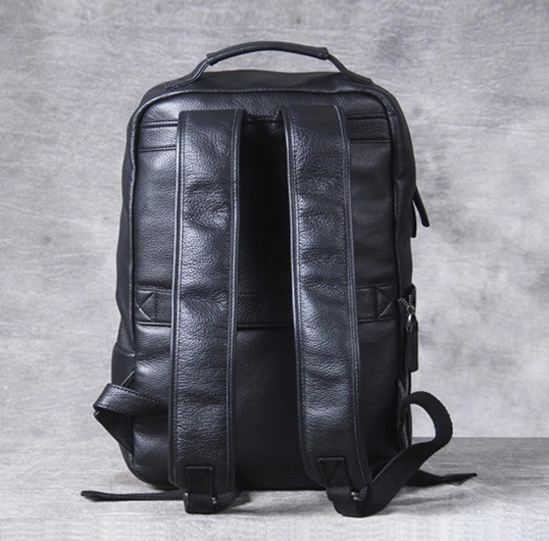 High-Quality Genuine Cow Leather Backpack | Fashion Urban Rucksack & Student School Bag | Large 35L Capacity Travel Knapsack with 15-inch Laptop Compartment Luxegan