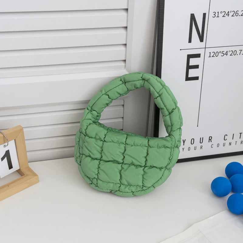 Soft Padded Mini Linen Baguette | Purple Quilted Phone Purse Luxegan