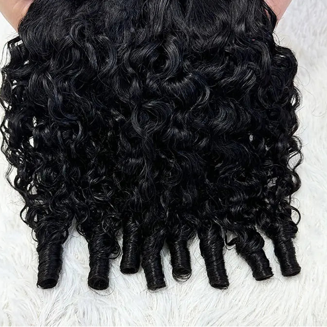12A Grade Raw Virgin Burmese Pixie Curly Human Hair Bundles | 100% Authentic Brazilian Human Hair Weaving | Machine Double Weft Curly Extensions for Full Head (1 / 3 PCS Multipack) Luxegan