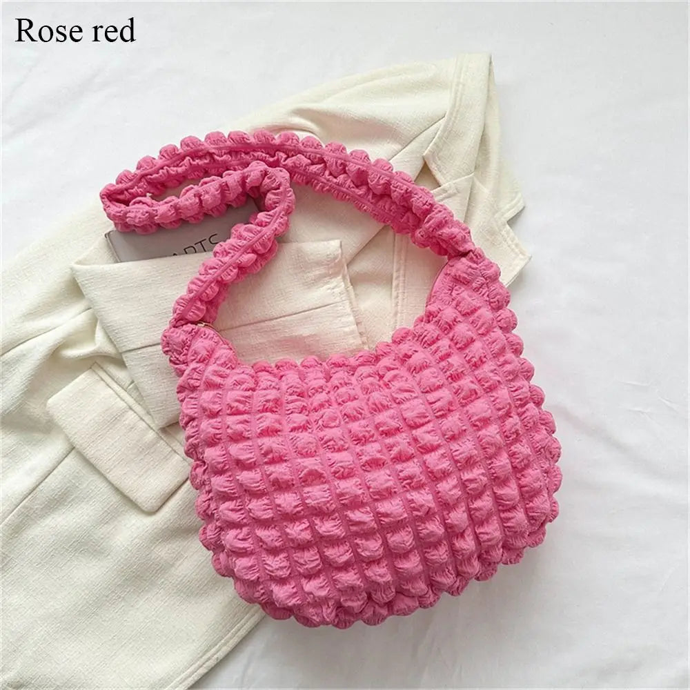 Quilted Pleated Puffer Tote Bag | Padded Shoulder Bag & Ruched Cloud Handbag Luxegan