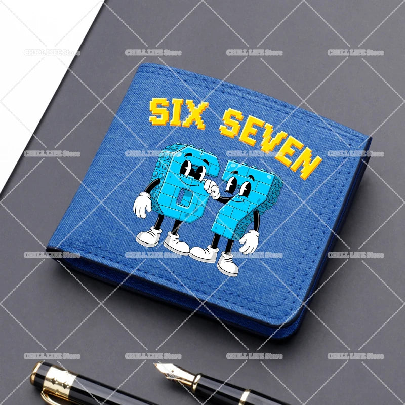 Anime "Six Seven" Brainrot Canvas Wallet | Sophisticated "Multi-Card Slot" Silhouette | High-End Boys Folding Billfold & Card Holder | "Dignified" High-Performance Short Coin Purse for Radiant Versatile Styling Luxegan