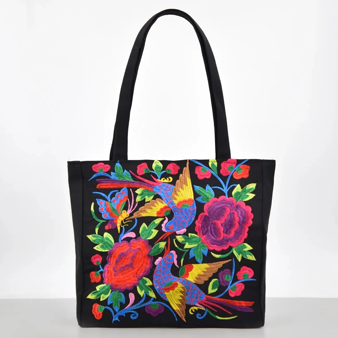Ethnic Style Flower Embroidery Canvas Tote | Shoulder Bag & Large Capacity Handbag Luxegan