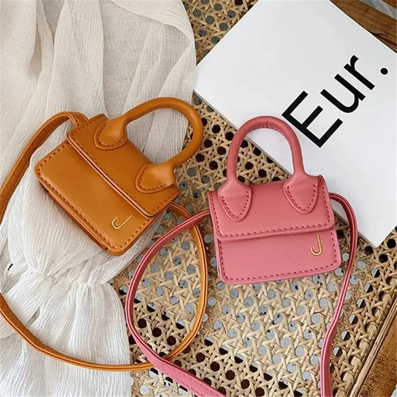 Kids Mini PU Leather Crossbody Bag | Cute Fashion Purse for Little Girls | Small Toddler Coin Pouch & Handbag | Trendy Square Casual Tote for Children Luxegan