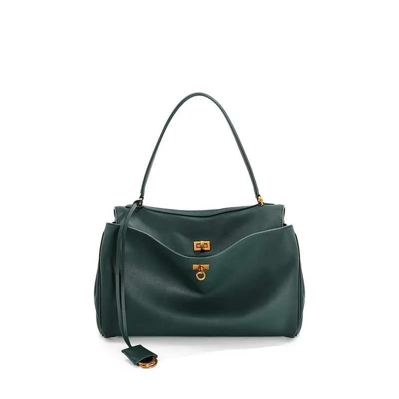 Rodeobag Leather Handbag | Single Shoulder Crossbody Bag | Large Capacity Women's Commuting High-end Tote Bag Luxegan