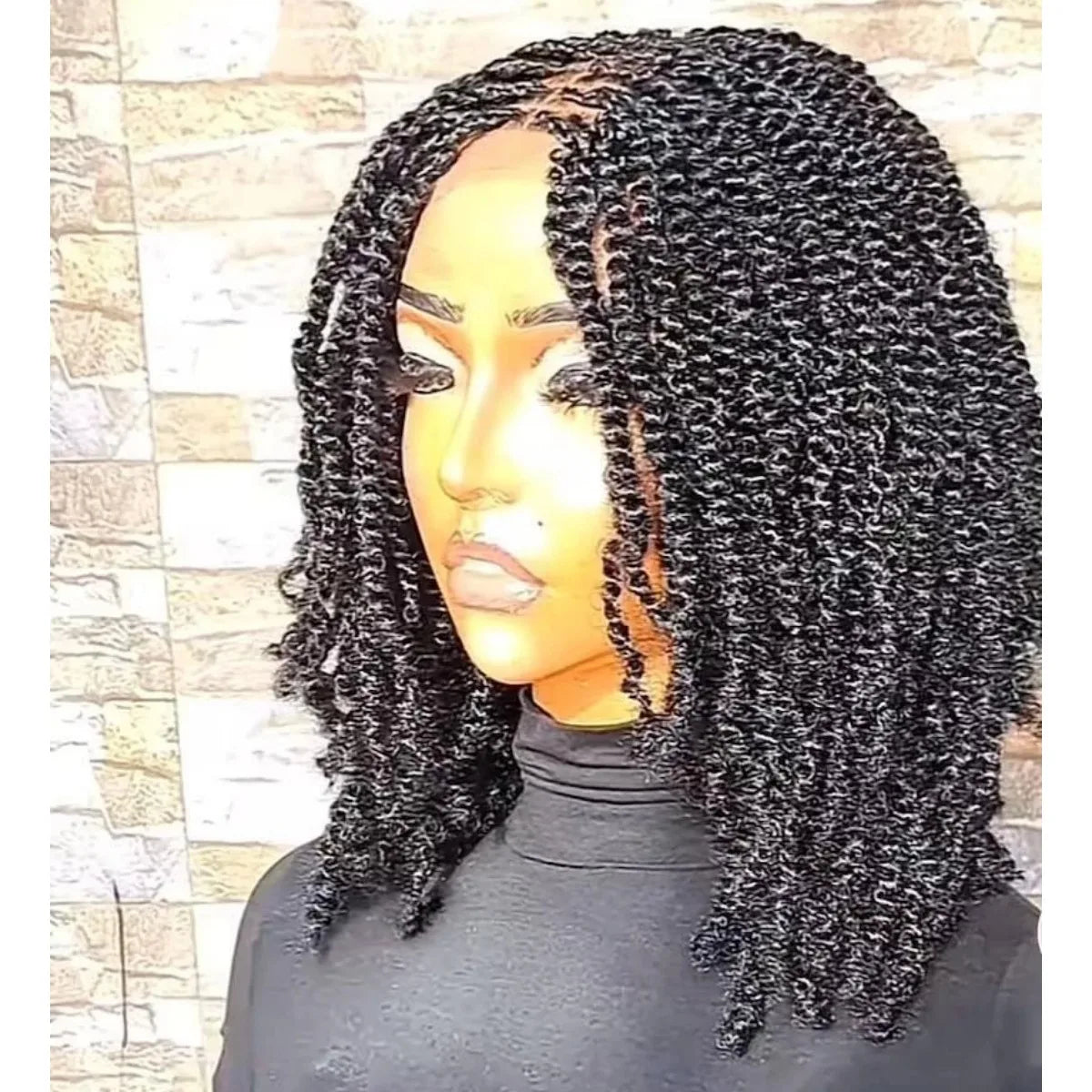 Kinky Twist Short Braided Wig | Sophisticated "Lightweight" Silhouette | Ready-to-Ship Closure Style Braided Lace Wig | "Dignified" High-Performance Kanekalon Fiber for Radiant Versatile Styling