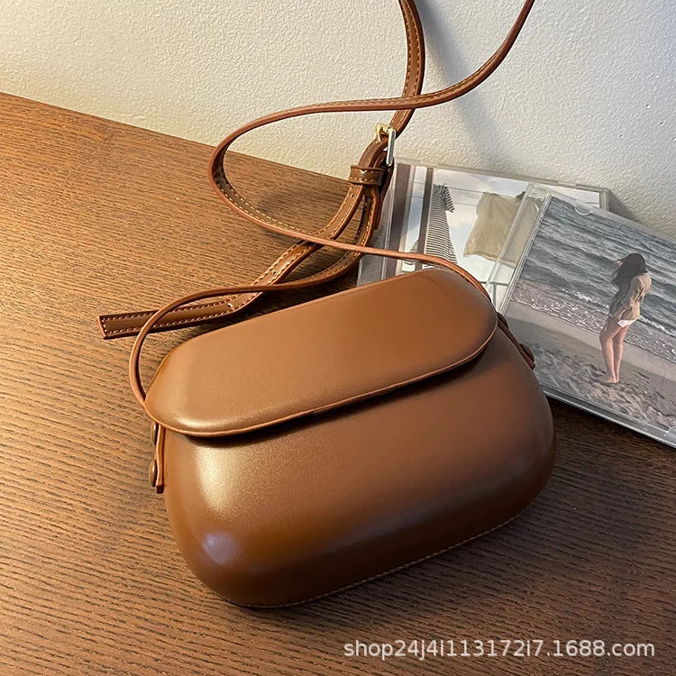 Women's Small Messenger Bag | Solid PU Leather Shiny Shoulder Bag & Saddle Purse Luxegan