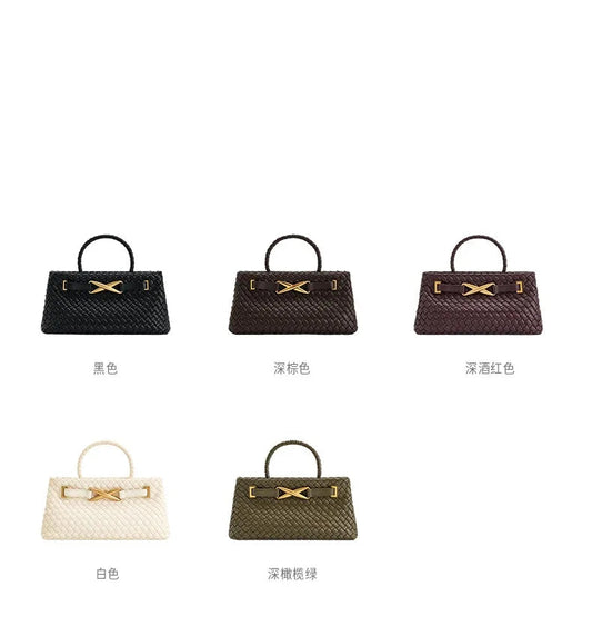 Spring New Woven Fashion Handbag | Versatile High-End Top Handle Purse | Luxury Horizontal Square PU Leather Sacs à Main for Men & Women Luxegan