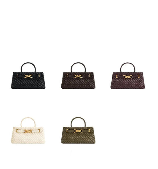 New Woven Designer Handbag | High-End Versatile Top-Handle Bag | Premium PU Leather Horizontal Square Purse & Crossbody (Unisex) Luxegan