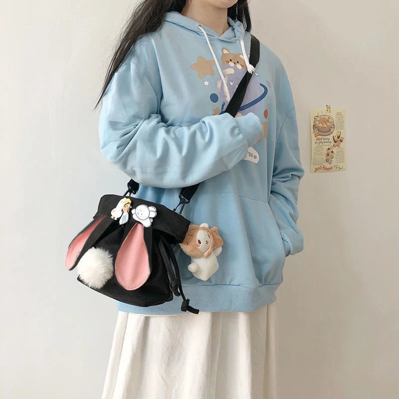 Canvas Cute Rabbit Messenger Bag | Korean Crossbody & Shoulder Bag Luxegan