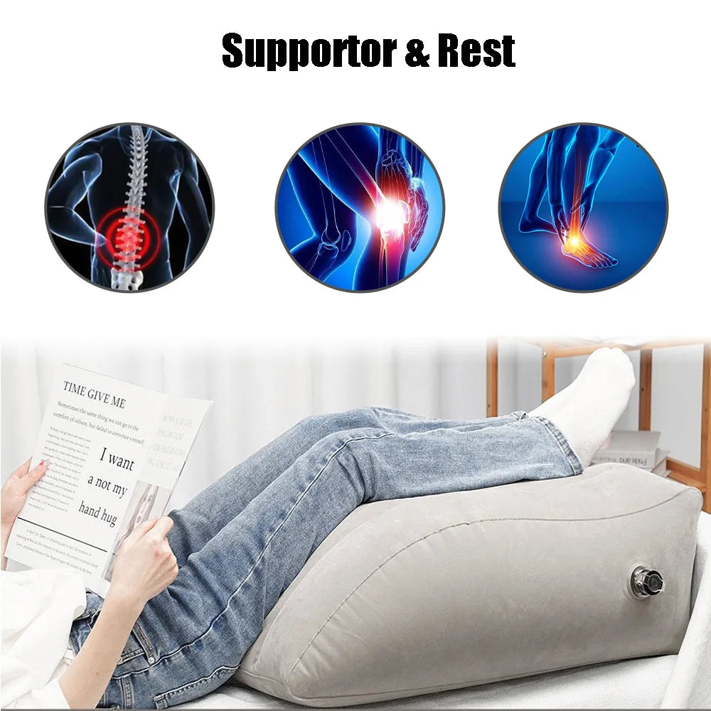 Portable Inflatable Leg Wedge Pillow | Sophisticated "Travel & Camping" Support Silhouette | Elegant PVC Elevation Knee Cushion | "Dignified" High-Performance Bedding Essential for Radiant Versatile Styling Luxegan