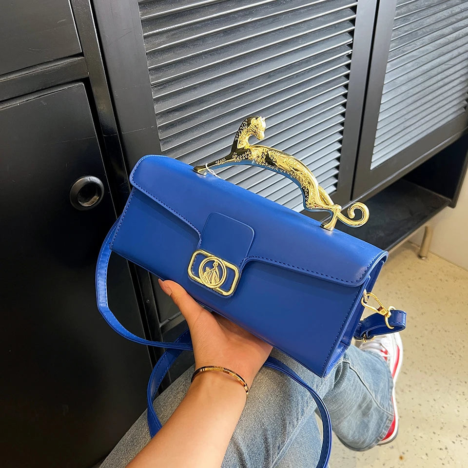 New Ladies Simple Fashion Shoulder Bag | Luxury Brand Design PU Leather Baguette | Metal Buckle Party & Commuting Bag Luxegan