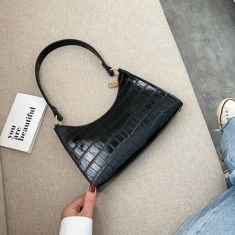 Retro PU Leather Tote | Casual Chain Shopping Bag Luxegan