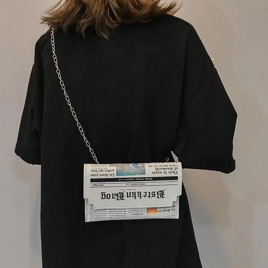 Women's Newspaper Messenger Bag | Shoulder Bag Personality Fashion Small Square Bag Luxegan