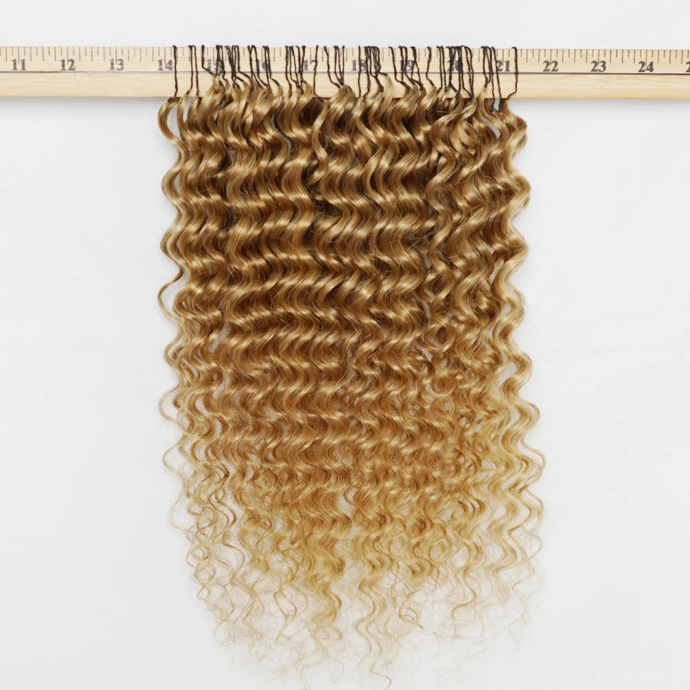 Deep Wave Miracle Knots Feathered Bulk Hair for Braiding – Highlight Brown & Honey Blonde Boho - view 7