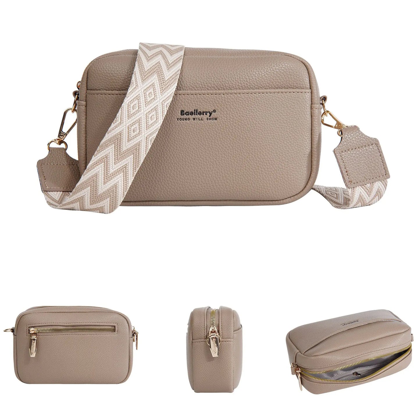 Multifunctional Large Capacity Mobile Phone Bag | Solid Color Small Square Crossbody Bag | Fashionable PU Leather Shoulder Purse | Casual Box-Style Ladies Handbag (Model N8927) Luxegan