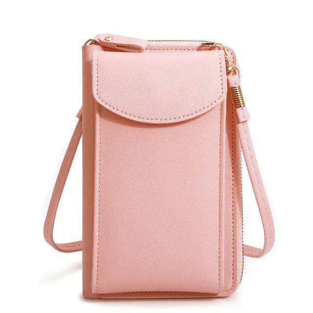Fashion Women’s Small Crossbody Messenger Bag | Mini PU Leather Shoulder Purse | Elegant Ladies' Phone Handbag with Letter Detail | Versatile Solid Color Flap Clutch Luxegan