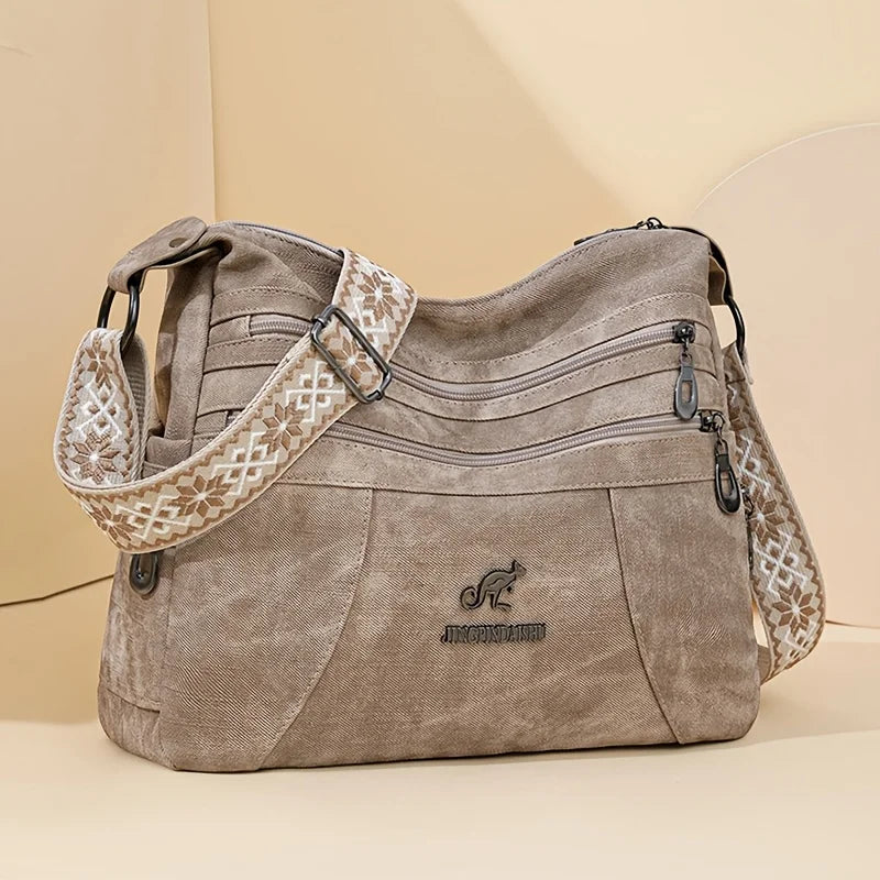 Vintage Style Shoulder Bag | Multi-Layer Crossbody Bag & Casual Faux Leather Handbag
