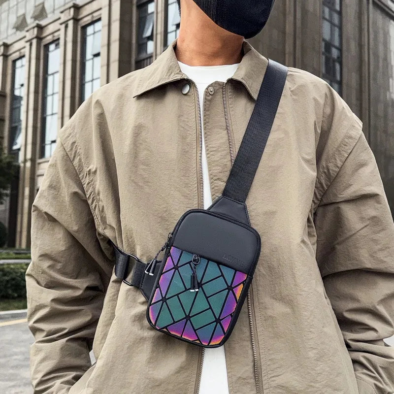 Universal Rhombus Grid Breast Bag | Sophisticated "Envelope" Silhouette | Premium Casual Fashion Mobile Phone Bag | "Dignified" High-Performance PU Crossbody for Radiant Versatile Styling Luxegan