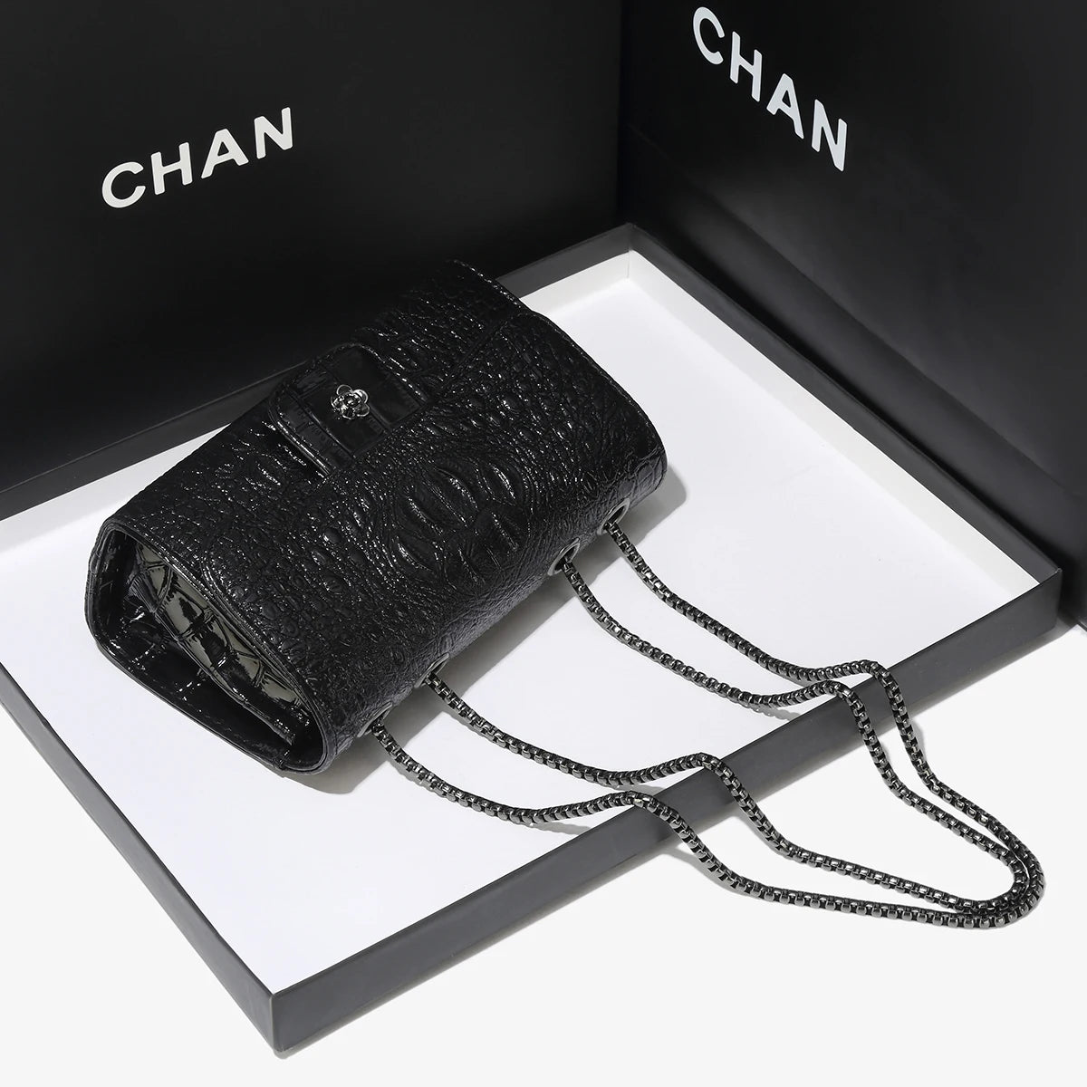 Simple Mini Crocodile Pattern Small Square Bag | Summer New Style Trendy Versatile Chain Luxegan