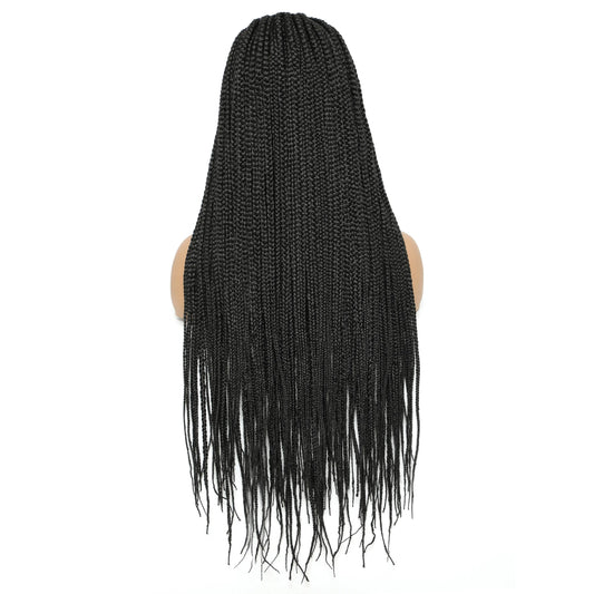 Long Box Braided 4x4 Lace Wigs With Baby Hair Twist Braids Lace Closure Wigs For Black Women Synthetic Cosplay Wig 30 Inch Luxegan