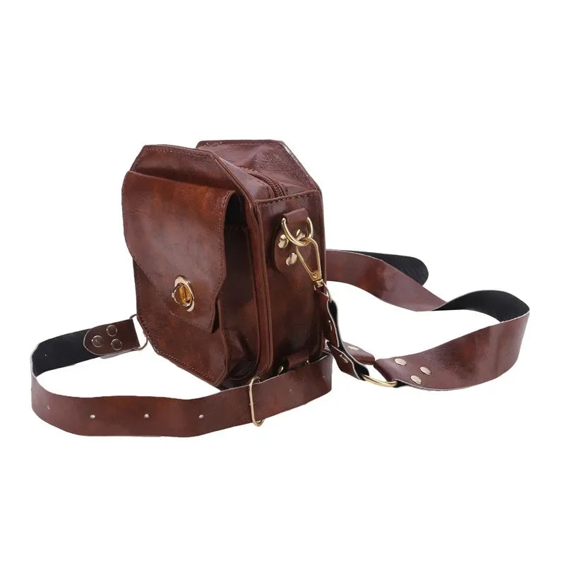 Punk Retro PU Square Waist Bag | Casual Small Square Hip Packs for Women (Multi-function Outdoor Leg Phone Pouch & Crossbody) Luxegan