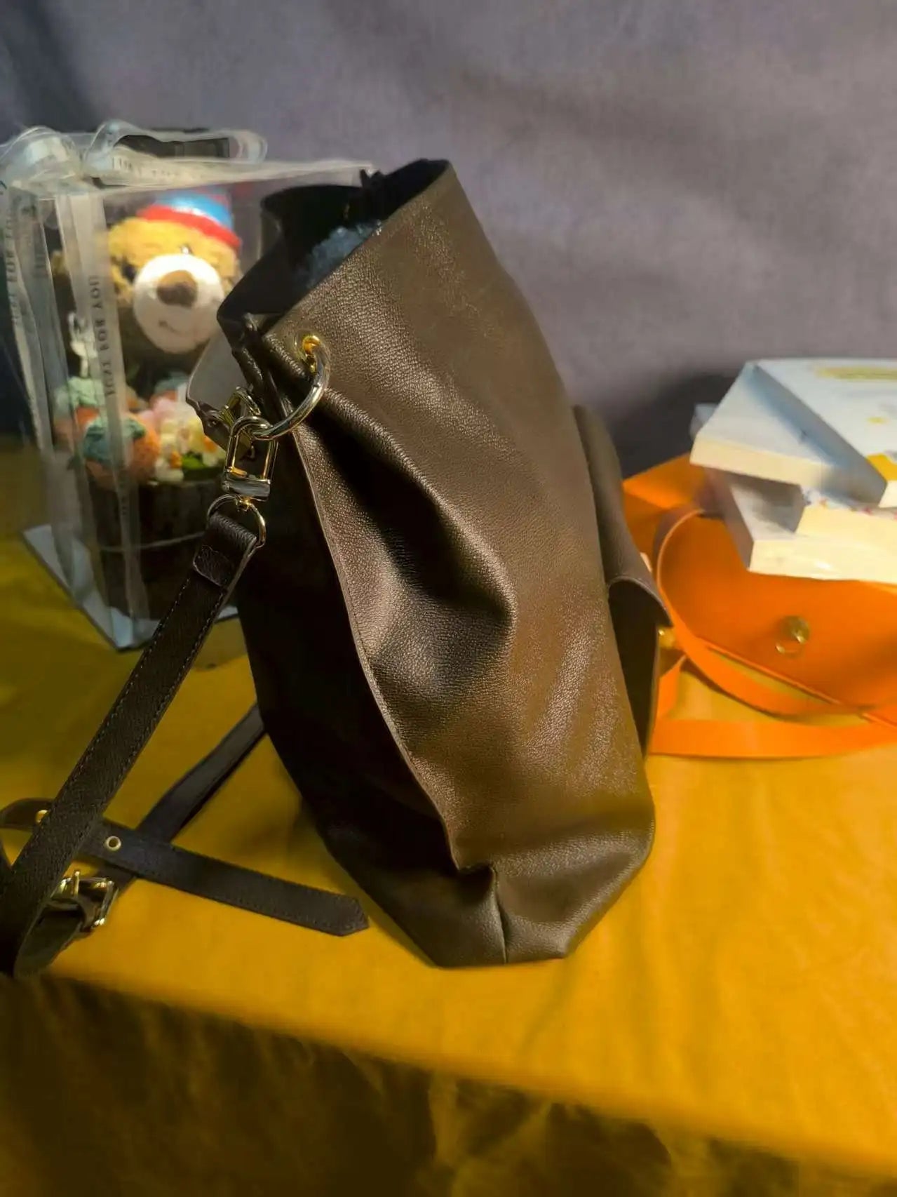 Women’s Black Fashion Shoulder Bag | Classic Designer Bucket Handbag | Elegant PU Leather Everyday Purse Luxegan