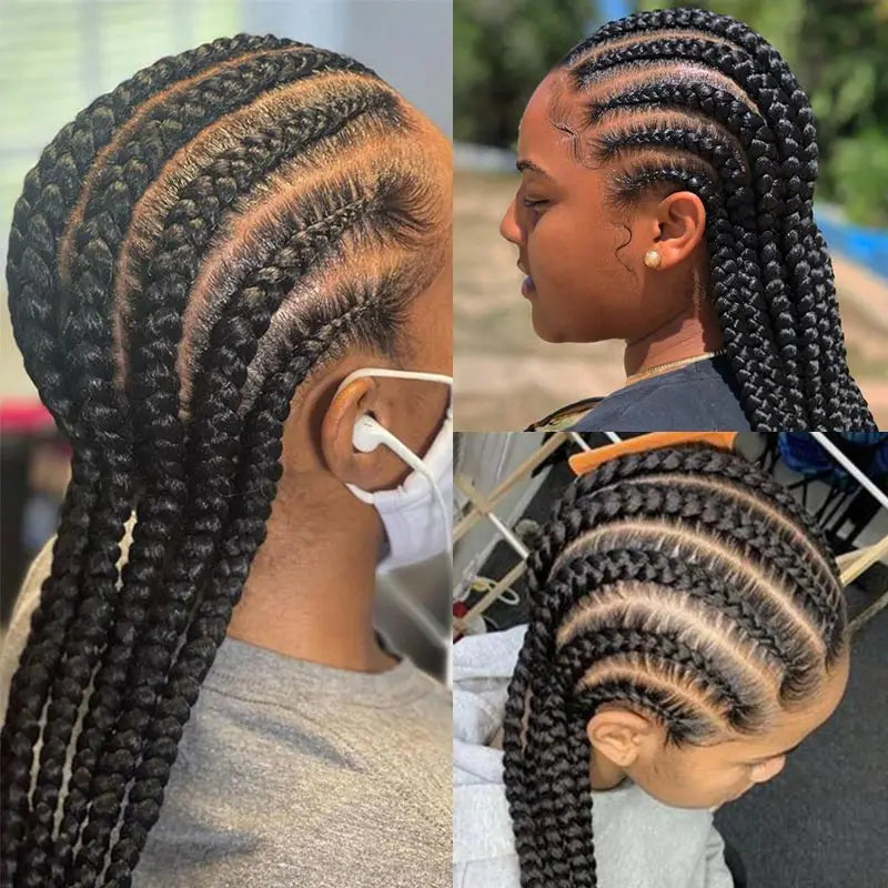 20-36 Inch Jumbo Box Cornrow Faux Locs Wig | Full Lace