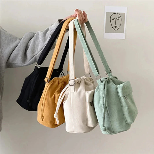 New Women's Bag | Korean Style Drawstring Bucket Bag & Casual Light Youth Crossbody Bag Luxegan