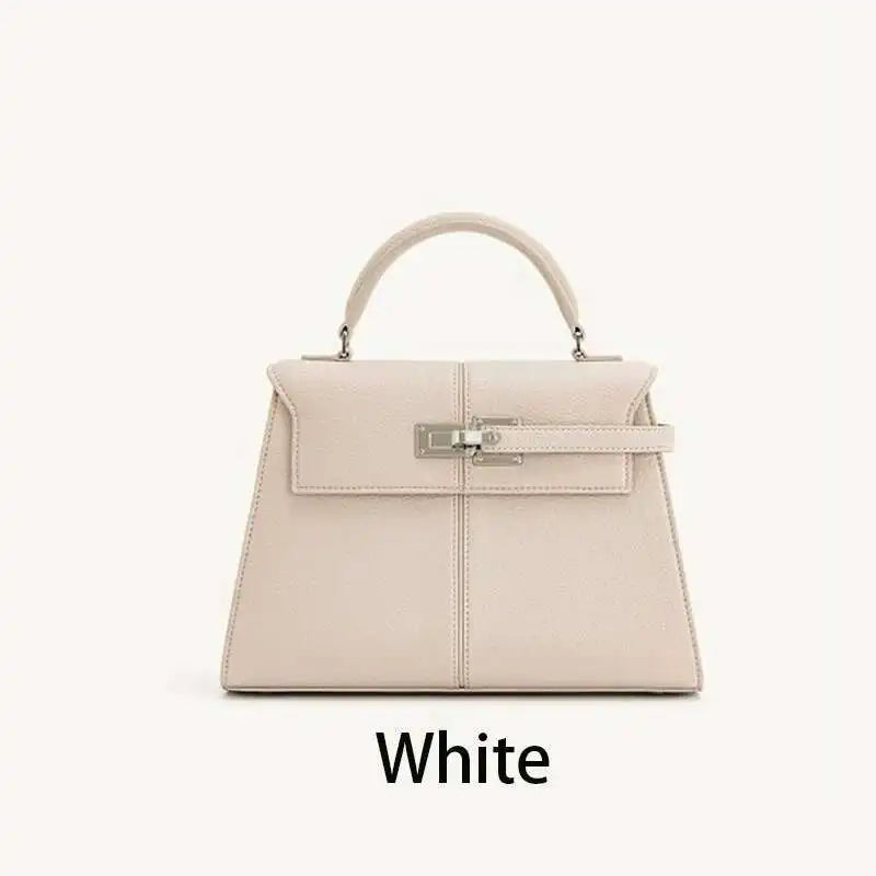 Trapezoidal Leather Women’s Handbag | Sophisticated Niche Designer Top-Handle Bag | Elegant Square Day Clutch | Fashion-Forward PU Leather Shoulder Bag with Artisan Charm Luxegan
