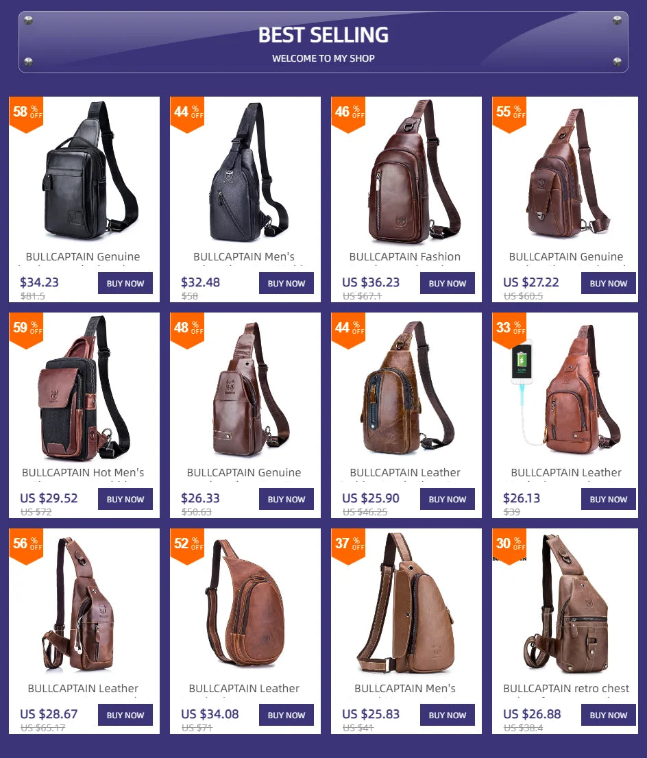 BULLCAPTAIN Bolsos cruzados para hombre de cuero Crazy Horse, bolso de pecho de cuero, bolsos cruzados retro para hombre con bolsillo de cremallera, bolso de viaje corto
