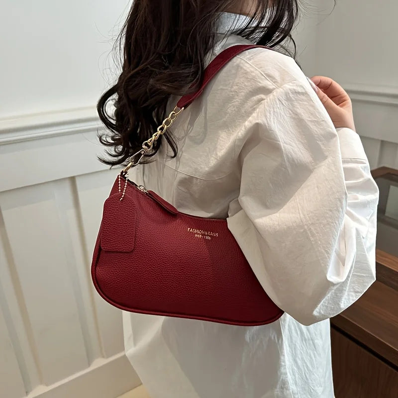 Elegant Vintage PU Leather Underarm Bag Luxegan