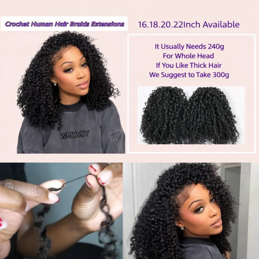 Knotless Small Spirals Curly Feather Crochet Human Hair Extensions – Invisible Pre-Separated Pixie - view 2