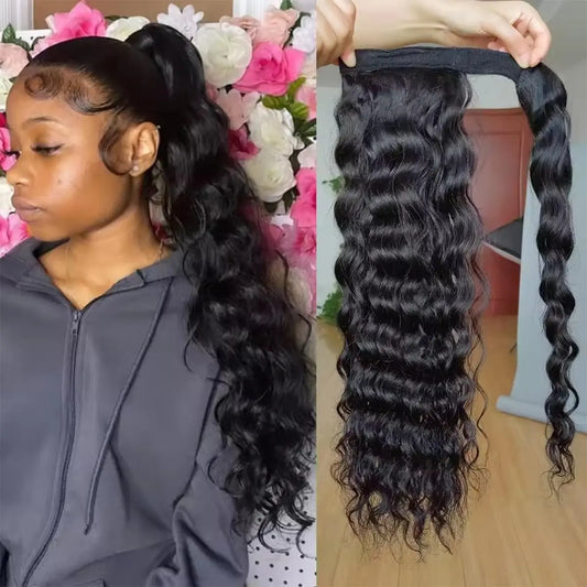 Kinky Curly Wrap-Around Ponytail | Sophisticated "100g Clip-In" Silhouette | Elegant "Natural Color" Hair Extension | "Dignified" Brazilian Remy Hair Piece for Radiant Versatile Styling Luxegan