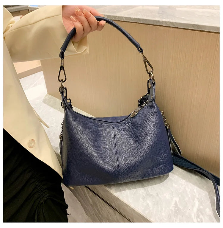 Genuine Leather Women's Bags | Fashion Tassel Women's Handbags & Crossbody Bags (Solid Colours Satchel Large Capacity) Luxegan