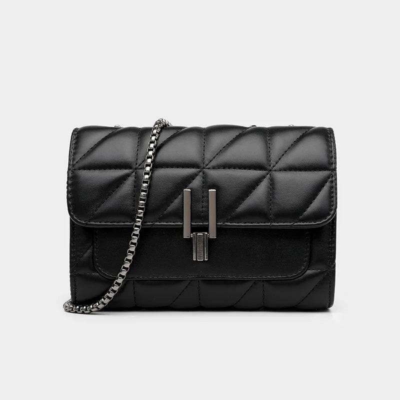 Lingge Chain Bag for Women | Single Shoulder & Crossbody Bag (Geometric Square, Casual Style, Soft PU Leather) Luxegan