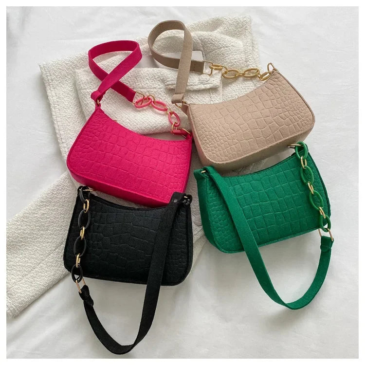 Fashion Felt Shoulder Bag | Minimalist Underarm Handbag Luxegan