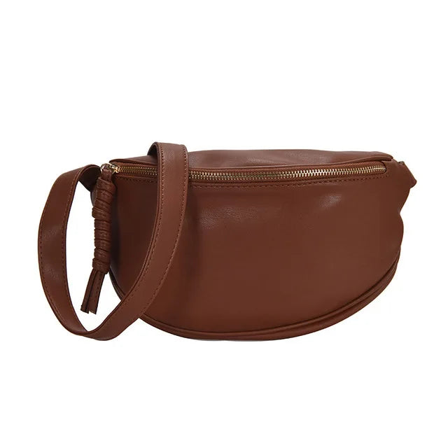 Fashion Simple Chest Pack | High-Quality PU Leather Fanny Bag for Women | Designer Waist Bag & Phone Purse | Versatile Female Shoulder Crossbody Bag (Model M02) Luxegan