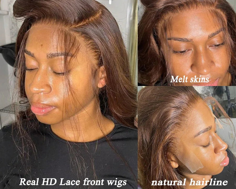 30-Inch Chocolate Brown Body Wave Wig | Sophisticated 13x4 HD Lace Frontal | Elegant Melt-Skin Transparent Swiss Lace | "Dignified" Pre-Plucked Remy Human Hair for Versatile Glamour Luxegan