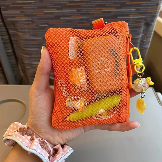 Travel Makeup Storage Bags | New Mesh Coin Purse & Simple Portable Mini Bag (Multi-purpose Square Bag Double-layer Zipper Card Holder) Luxegan
