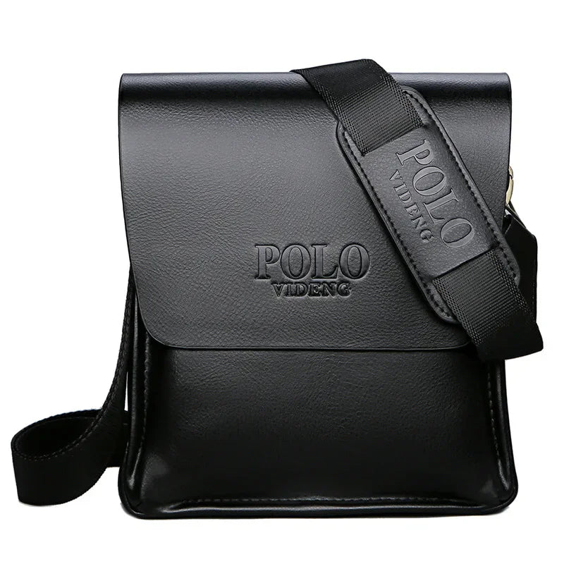 Men’s Leisure Business Single Shoulder Bag | Sophisticated Polo Vertical Satchel | Trend-Forward PU Leather Inclined Crossbody | Professional High-End Messenger Bag for Daily Business & Travel Luxegan