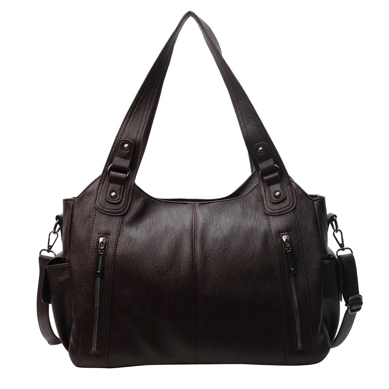 Premium Genuine Cow Leather Large Capacity Tote | High-End Rivet & Sequined Messenger Bag | Sophisticated Square Fashion Shoulder Bag | Elegant Versatile Crossbody Handbag with Cotton Lining Luxegan