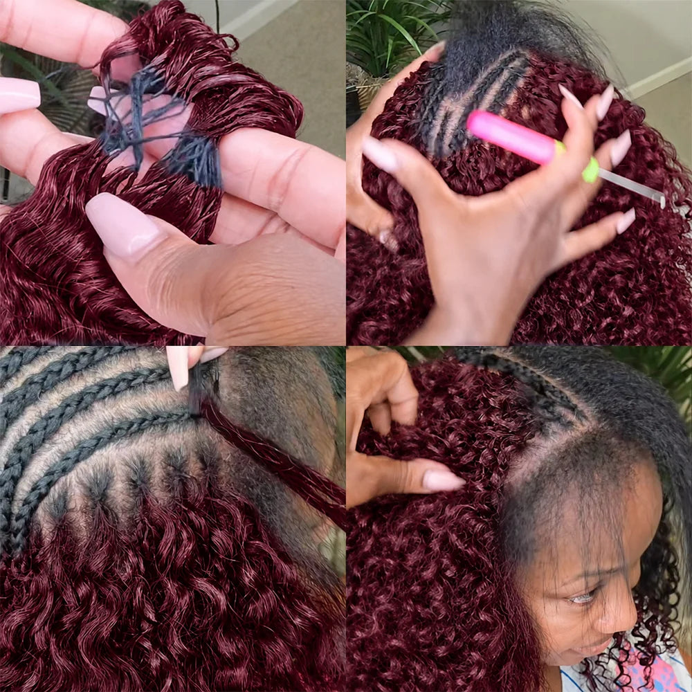 99J Burgundy Deep Pixie Curls Virgin Human Hair Crochet Extensions | 16-24in Luxegan